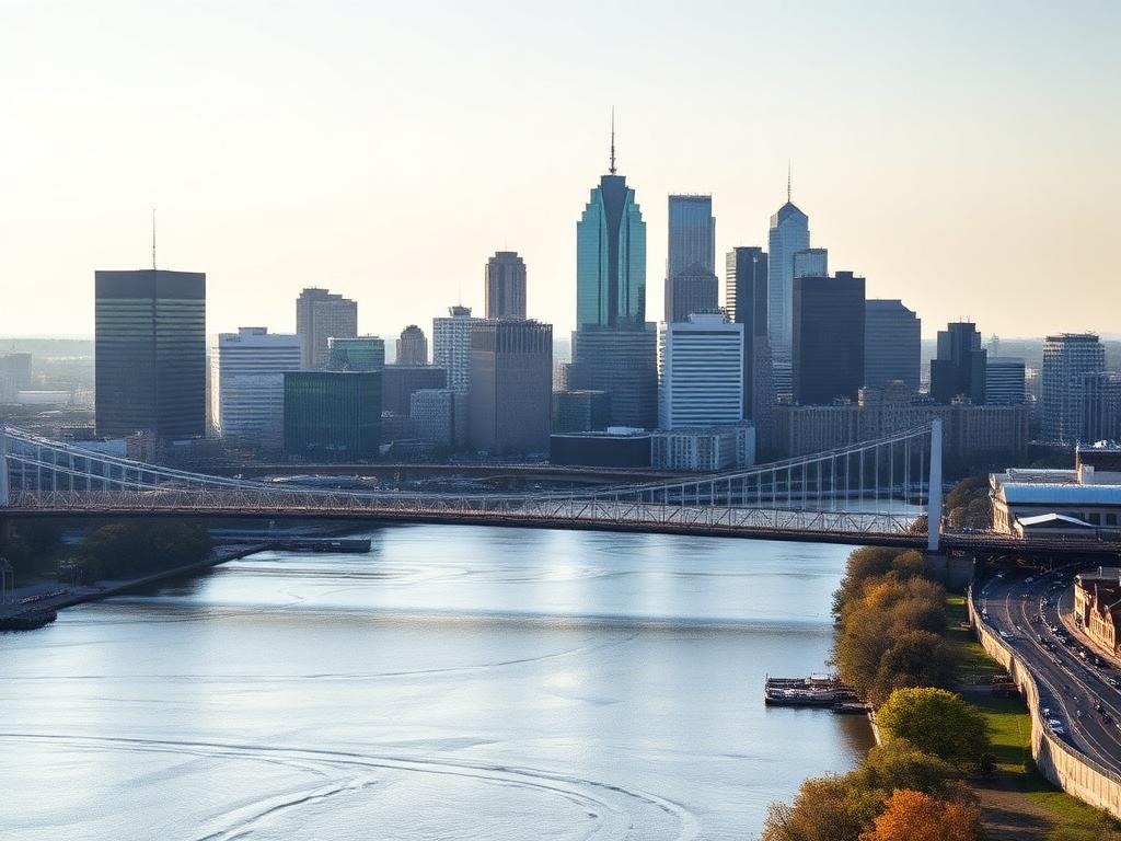 Cincinnati, Ohio riverfront skyline and downtown business district